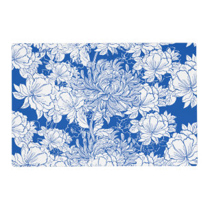 Elegant simple Blue floral chinoiserie wedding Placemat