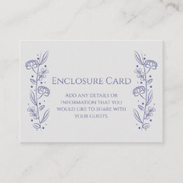 Elegant & Simple Blue Hand Drawn Floral Vine Enclosure Card