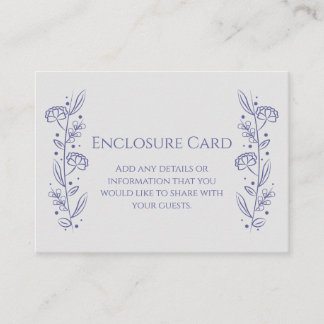 Elegant & Simple Blue Hand Drawn Floral Vine Enclosure Card