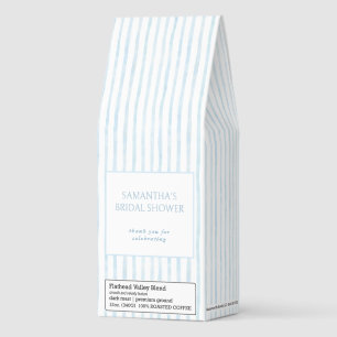 Elegant Simple Blue Stripes Pattern Bridal Shower Roasted Coffee
