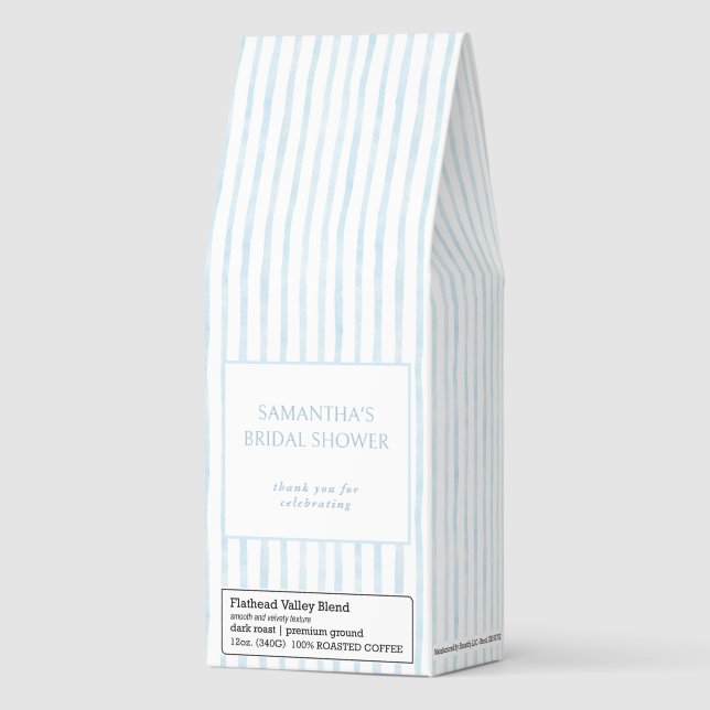 Elegant Simple Blue Stripes Pattern Bridal Shower Roasted Coffee (Front)