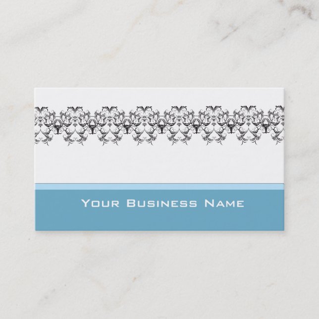 Elegant & simple blue, white &black business card (Front)