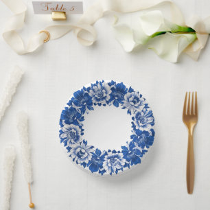 Elegant simple Blue White Flower chinoiserie style Paper Bowls