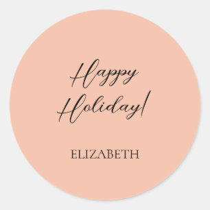 Elegant Simple Blus Holiday Wish Classic Round Sticker