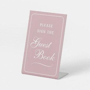 Elegant Simple Blush Guest Book Pedestal Sign