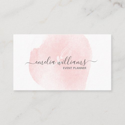 Elegant Simple Blush Pink Watercolor Signature Business Card