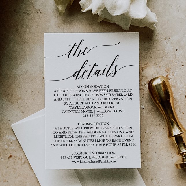 Elegant Simple Boho Minimal Modern Wedding Details Enclosure Card (Creator Uploaded)