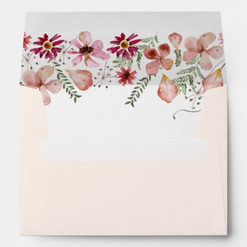 Elegant Simple Boho Pink Florals 5x7 Card Envelope