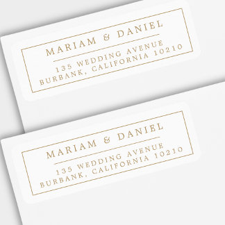 Elegant Simple Border Gold Wedding Return Address Label