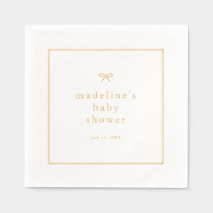 Elegant Simple Bow Gender Neutral Baby Shower Foil Napkins