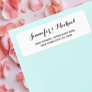 Elegant Simple Bride Groom Weddings Return Address Label