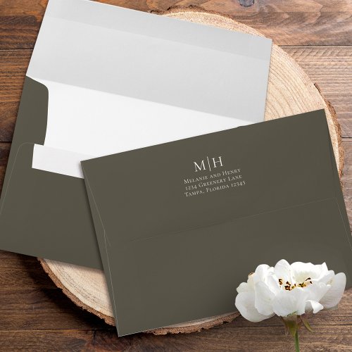 Elegant Simple Brown Grey Minimalist Modern Envelope