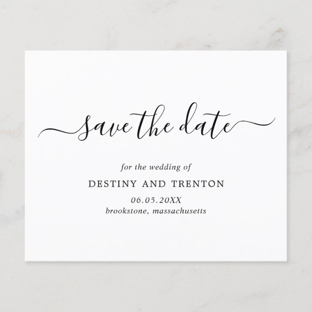 Elegant Simple Budget Wedding Save The Date (Front)