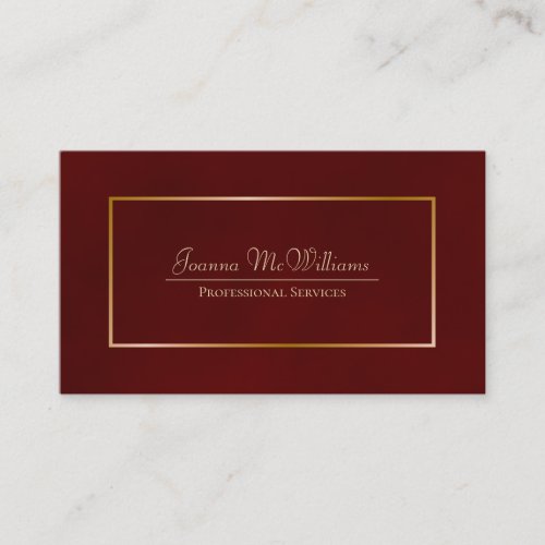 Elegant Simple Burgundy  Gold Professional Business Card