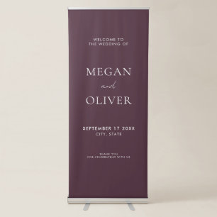 Elegant Simple Burgundy Wedding Welcome Retractable Banner
