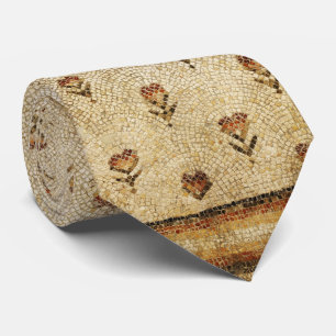 ELEGANT SIMPLE BYZANTINE MOSAIC FLOWERS Antique Neck Tie