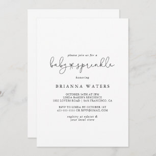 Elegant Simple Calligraphy Baby Sprinkle Invitation
