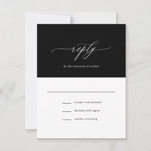 Elegant Simple Calligraphy Black Wedding RSVP Card