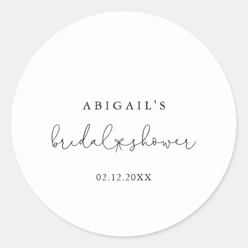 Elegant Simple Calligraphy Bridal Shower Favor  Classic Round Sticker