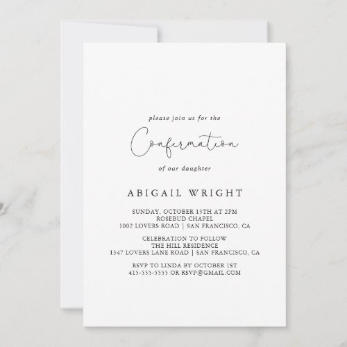 Elegant Simple Calligraphy Confirmation  Invitation
