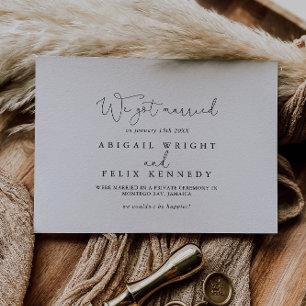 Elegant Simple Calligraphy Elopement Announcement