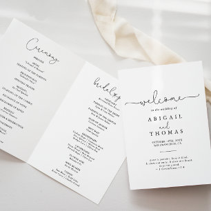 Elegant Simple Calligraphy Folded Wedding  Program