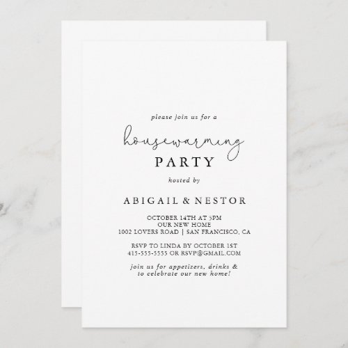 Elegant Simple Calligraphy Housewarming Party  Invitation
