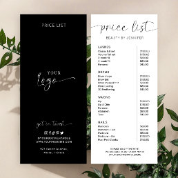 Elegant Simple Calligraphy Logo Beauty Price List Rack Card