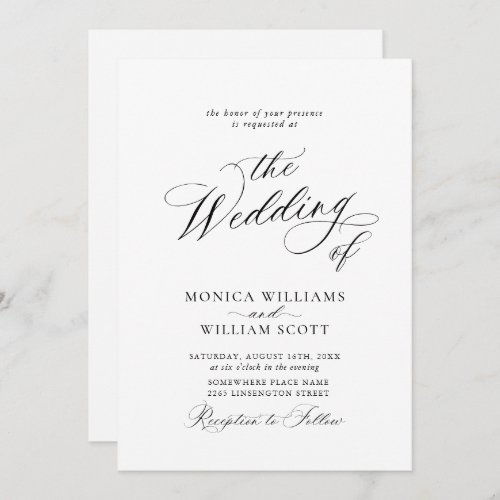 Elegant Simple Calligraphy Minimalist Wedding Invitation