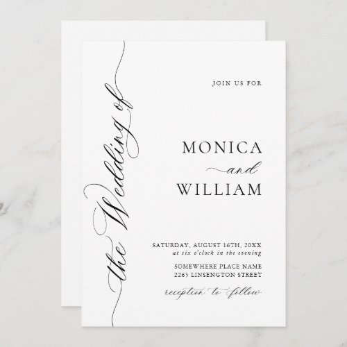 Elegant Simple Calligraphy Minimalist Wedding Invitation