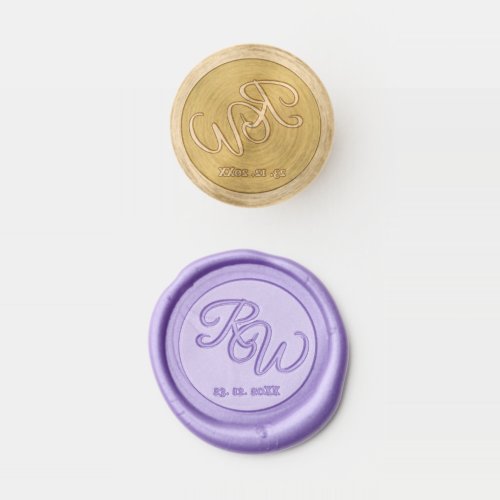 Elegant  Simple Calligraphy Monogram Wedding  Wax Seal Stamp