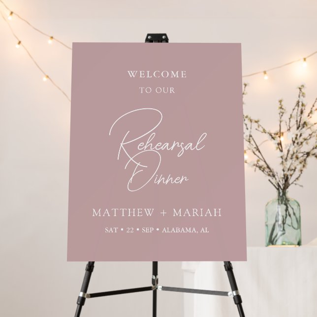  Elegant Simple Calligraphy Rehearsal Dinner Foam Board (In Situ (Stand))