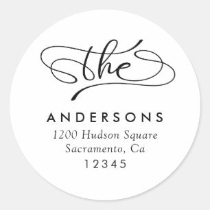 Elegant Simple Calligraphy Return Address Classic Round Sticker