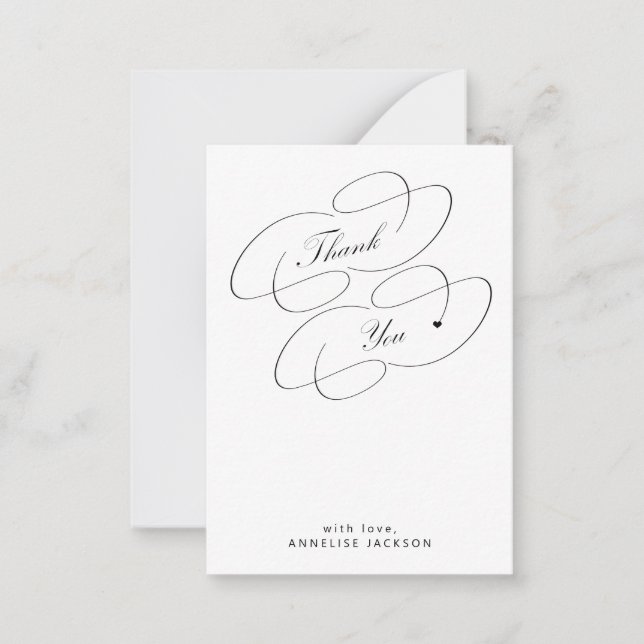 Elegant simple calligraphy script thank you note card (Front)