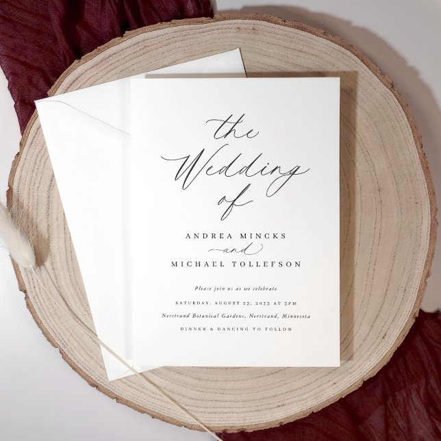 Elegant Simple Calligraphy Script Wedding Invitation (Modern wedding invitation with delicate calligraphy—perfect for romantic, elegant celebrations.)