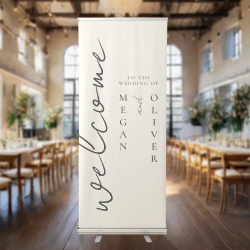 Elegant Simple Calligraphy Script Wedding Welcome Retractable Banner