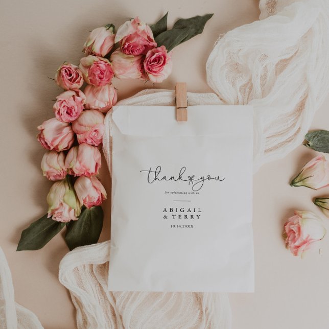 Elegant Simple Calligraphy Thank You Wedding  Favor Bag (Creator Uploaded)
