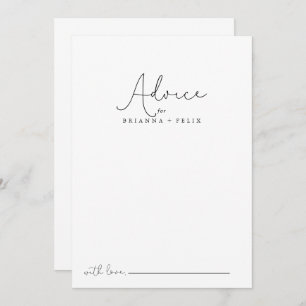 Elegant Simple Calligraphy Wedding Advice Card
