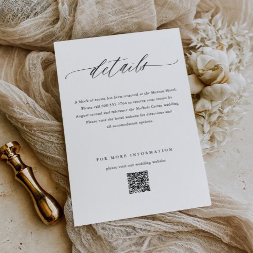 Elegant Simple Calligraphy Wedding Enclosure Card