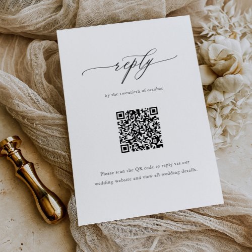 Elegant Simple Calligraphy Wedding QR Code RSVP Card