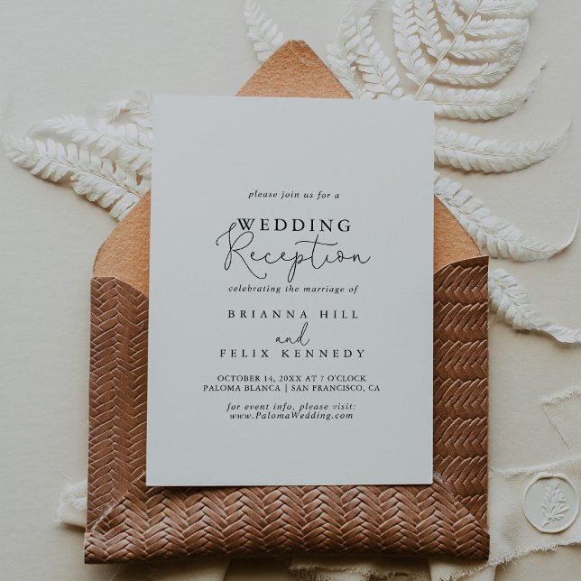Elegant Simple Calligraphy Wedding Reception   Invitation (Creator Uploaded)