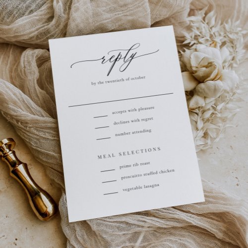 Elegant Simple Calligraphy Wedding RSVP Card