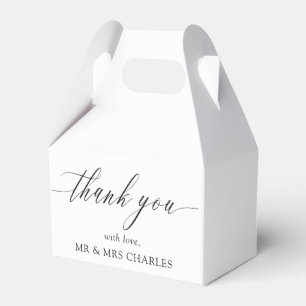 Elegant Simple Calligraphy Wedding Thank You Favor Boxes