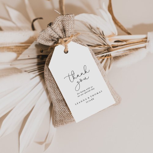 Elegant Simple Calligraphy Wedding Thank You Gift Tags
