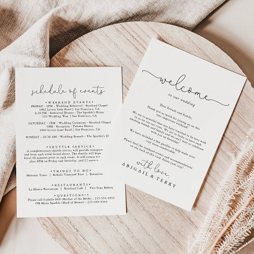 Elegant Simple Calligraphy Wedding Welcome Letter