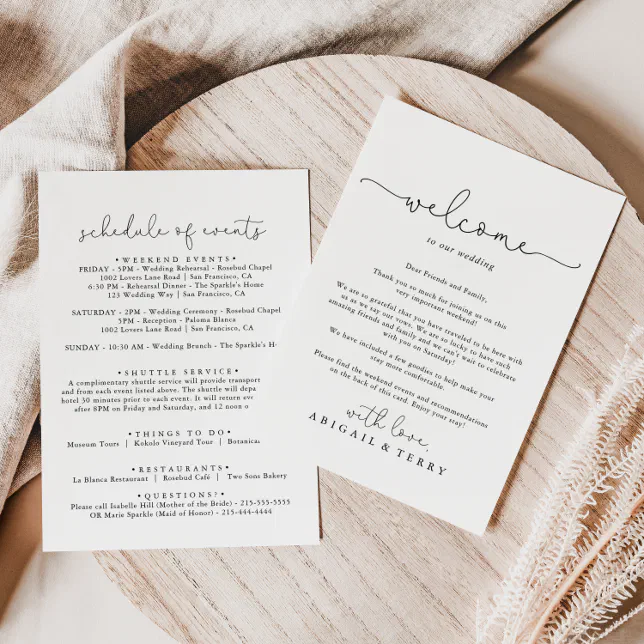 Elegant Simple Calligraphy Wedding Welcome Letter | Zazzle