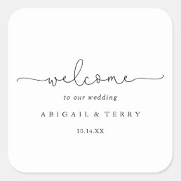 Elegant Simple Calligraphy Wedding Welcome  Square Sticker