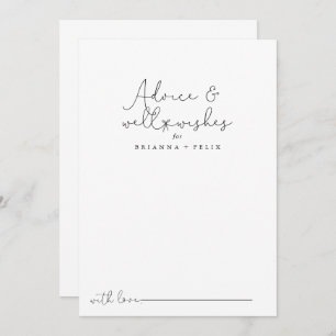 Elegant Simple Calligraphy Wedding Well Wishes Advice Card
