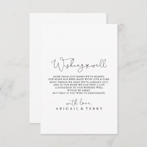 Elegant Simple Calligraphy Wedding Wishing Well   Enclosure Card
