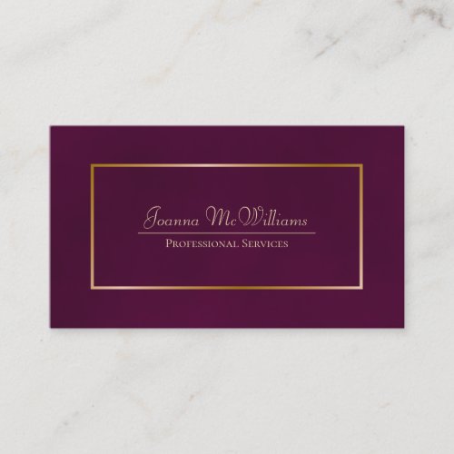 Elegant Simple Cassis Purple  Gold Professional Business Card